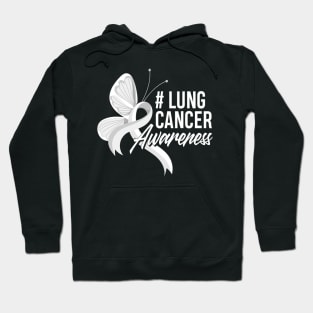 Awesome White Ribbon Support Lung Cancer Awareness Hoodie